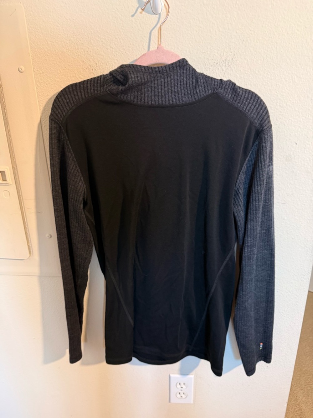 Smartwool Merino 250 Base Layer Top Mens Medium Black Thermal Wool Shirt